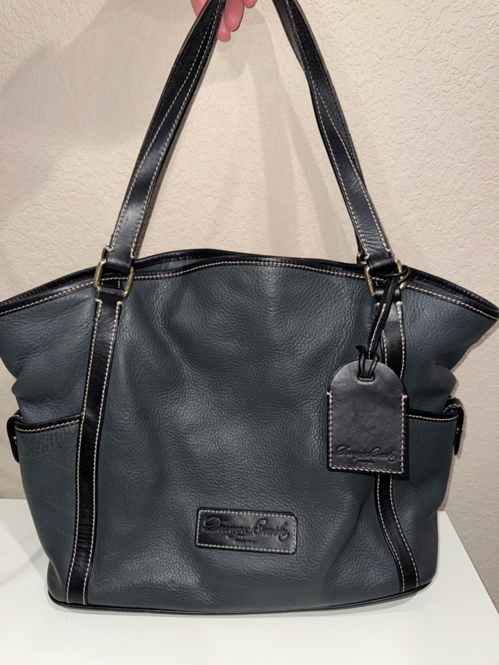Dooney & Bourke Dark Gray Leather Shoulder Tote